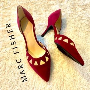 MARC FISHER D'Orsay style shoes. Gorgeous Magenta Suede w/ cutout net detail.🌷